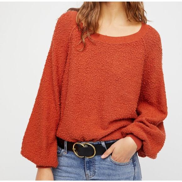 Free People Found My Friend Boucle Pullover. Size S. Coral Color - Picture 2 of 6